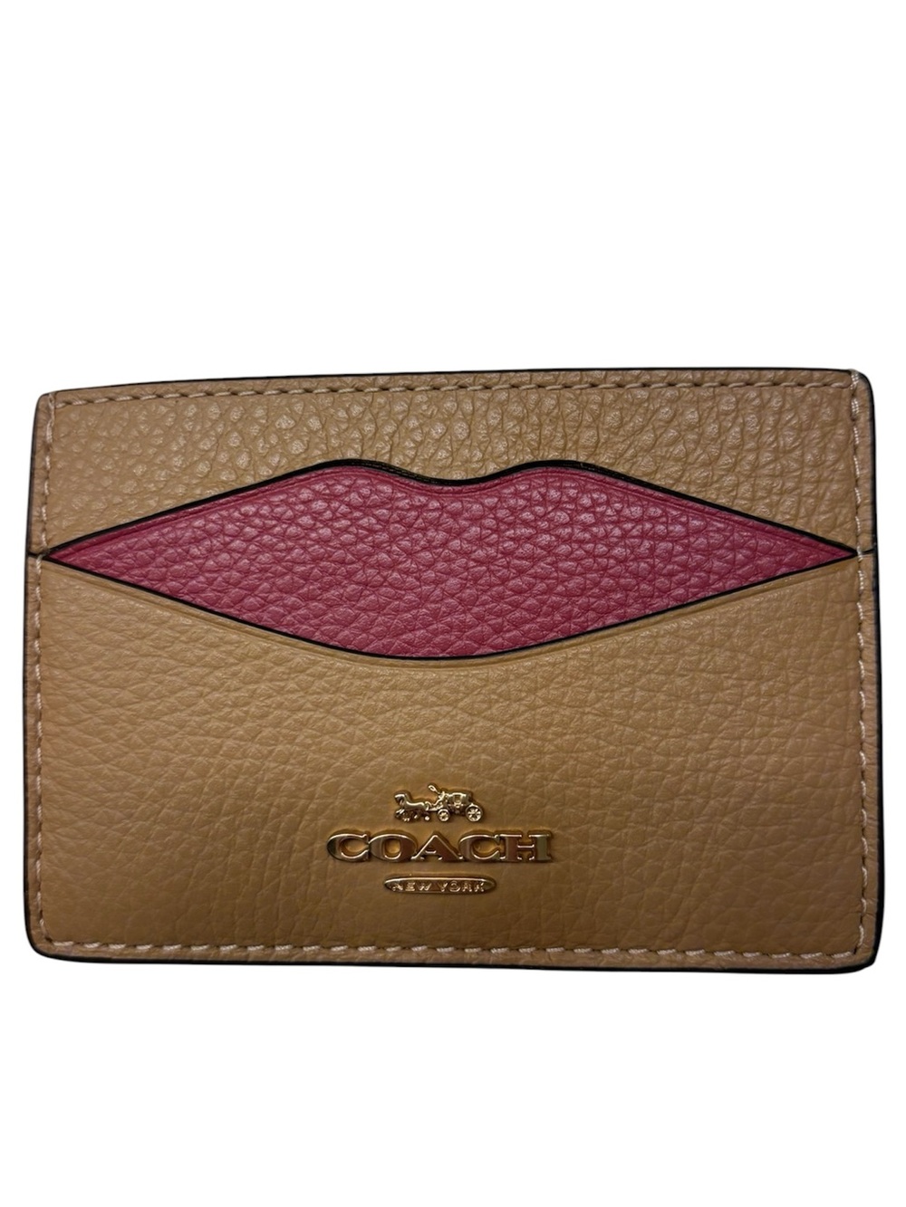 Coach lip design leather cardholder NWT